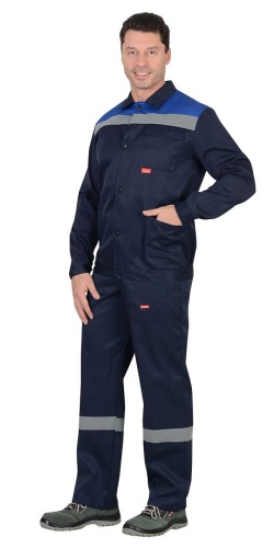 Костюм "Стройград": куртка короткая, п/к. синий с васильковым и СОП